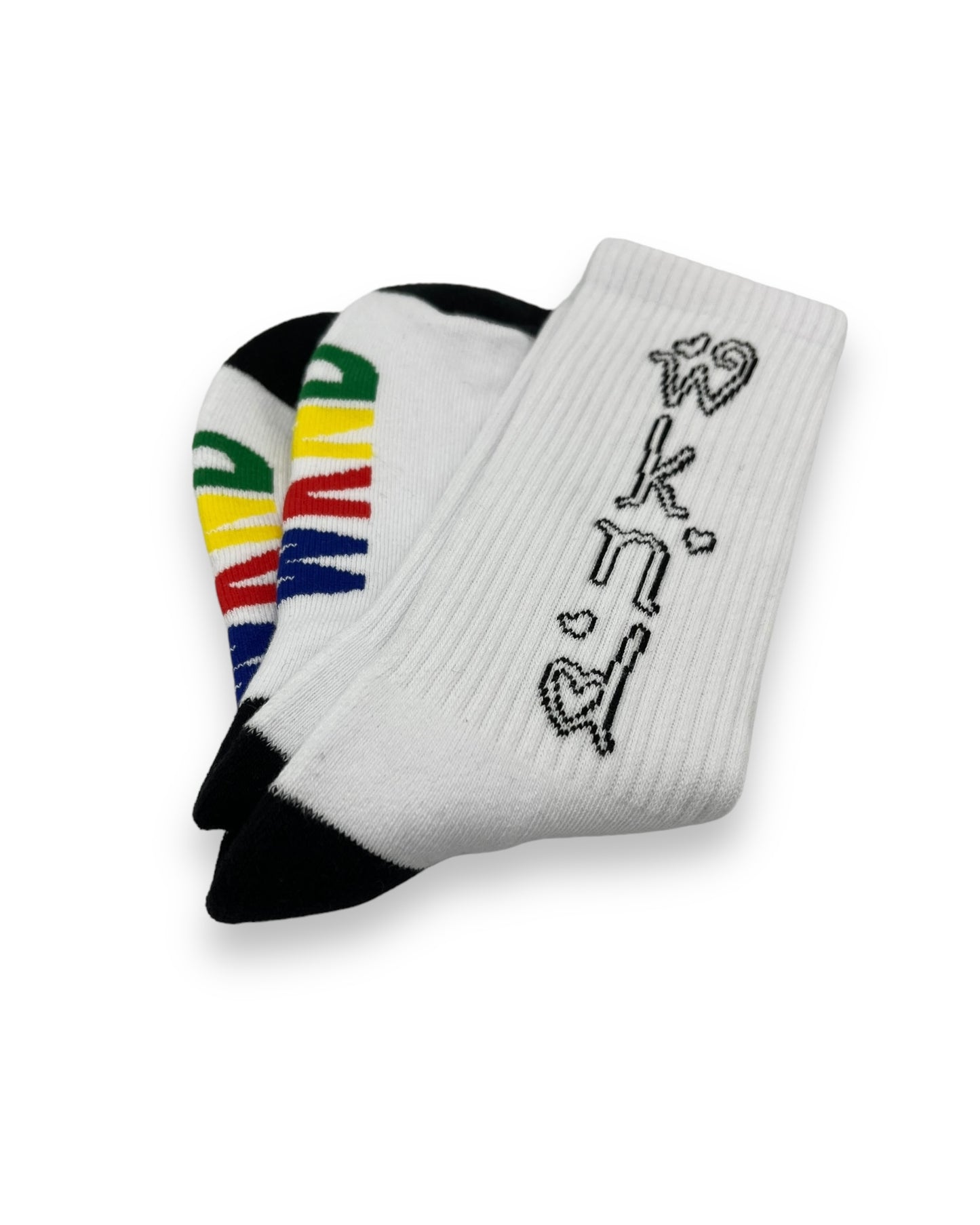 WKND | Heart Socks | Black & White & Rainbow